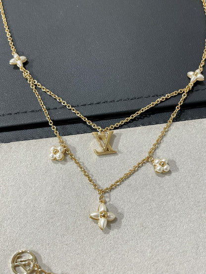 [Love's Uplift]FLOWERGRAM GOLD MOP DOUBLE ROW NECKLACE