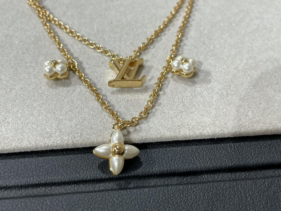[Love's Uplift]FLOWERGRAM GOLD MOP DOUBLE ROW NECKLACE