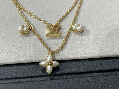 [Love's Uplift]FLOWERGRAM GOLD MOP DOUBLE ROW NECKLACE