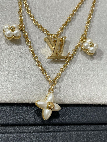 [Love's Uplift]FLOWERGRAM GOLD MOP DOUBLE ROW NECKLACE