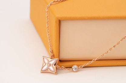 [Love's Uplift]STAR PINK MOP 1 DIAMOND PINK GOLD NECKLACE