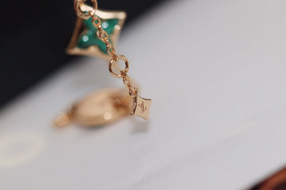 [Love's Uplift]STAR AND SUN 4 MOTIF PINK GOLD MALACHITE BRACELET