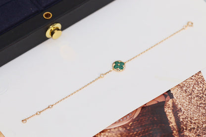 [Love's Uplift]STAR AND SUN 4 MOTIF PINK GOLD MALACHITE BRACELET