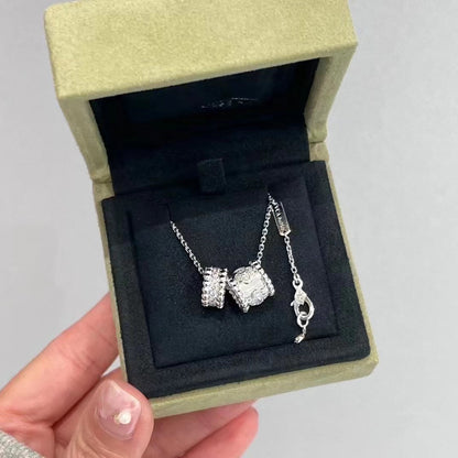 [Love's Uplift]PERLEE DOUBLE PENDANT SILVER DIAMOND NECKLACE