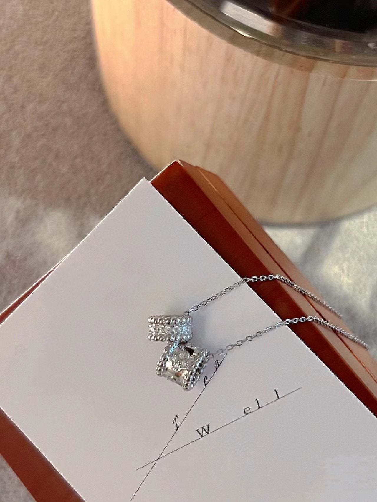 [Love's Uplift]PERLEE DOUBLE PENDANT SILVER DIAMOND NECKLACE