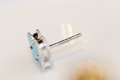 [Love's Uplift]CLOVER MINI TURQUOISE SILVER STUD EARRINGS