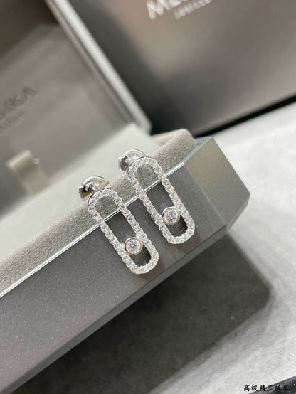 [Love's Uplift ]MOVE UNO STUD DIAMOND PAVED EARRINGS