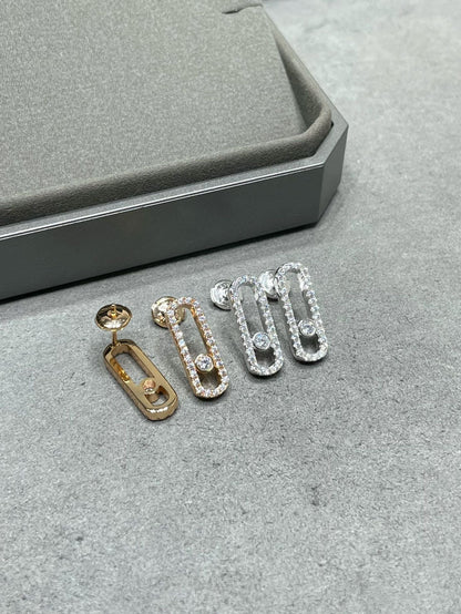 [Love's Uplift ]MOVE UNO STUD DIAMOND PAVED EARRINGS