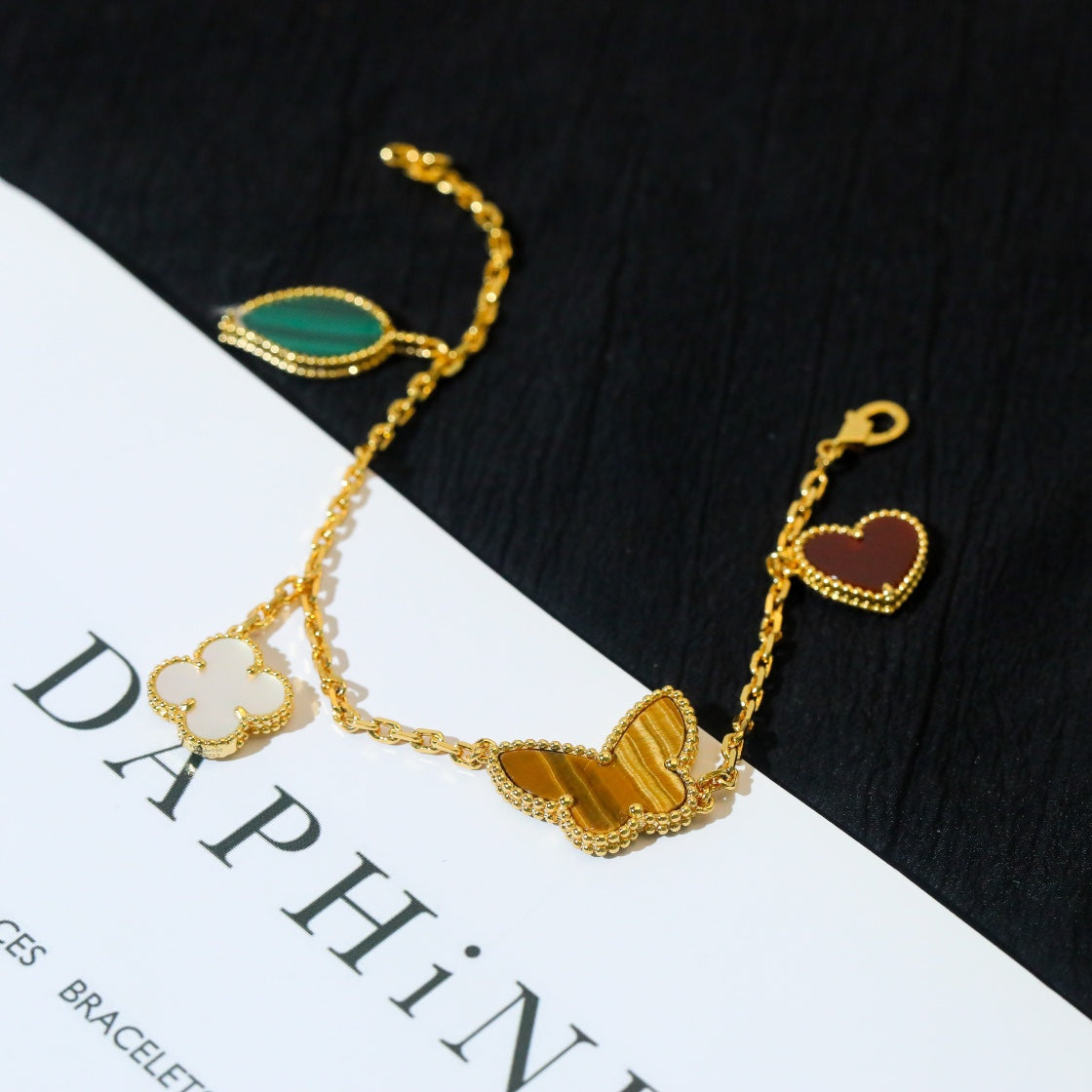 [Love's Uplift]LUCKY SPRING 5 MOTIF GOLD BRACELET