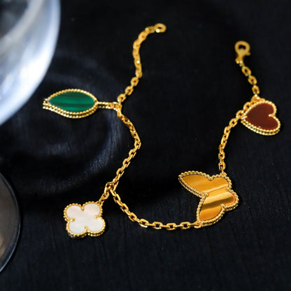 [Love's Uplift]LUCKY SPRING 5 MOTIF GOLD BRACELET