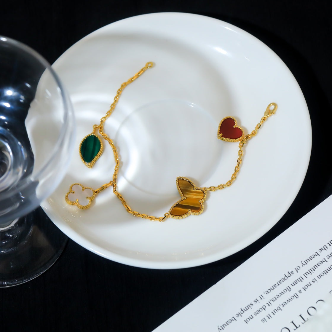 [Love's Uplift]LUCKY SPRING 5 MOTIF GOLD BRACELET