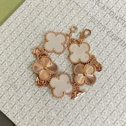 [Love's Uplift]CLOVER BRACELET 5 MOTIF WHITE MOP PINK GOLD