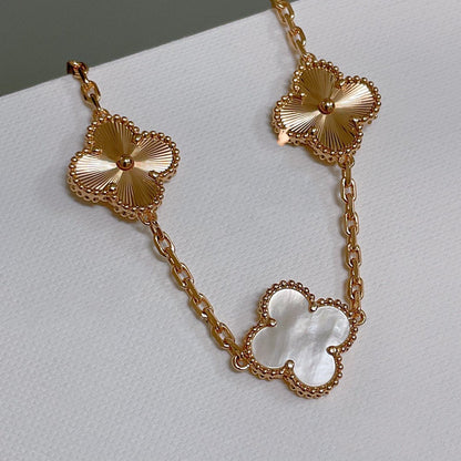 [Love's Uplift]CLOVER BRACELET 5 MOTIF WHITE MOP PINK GOLD