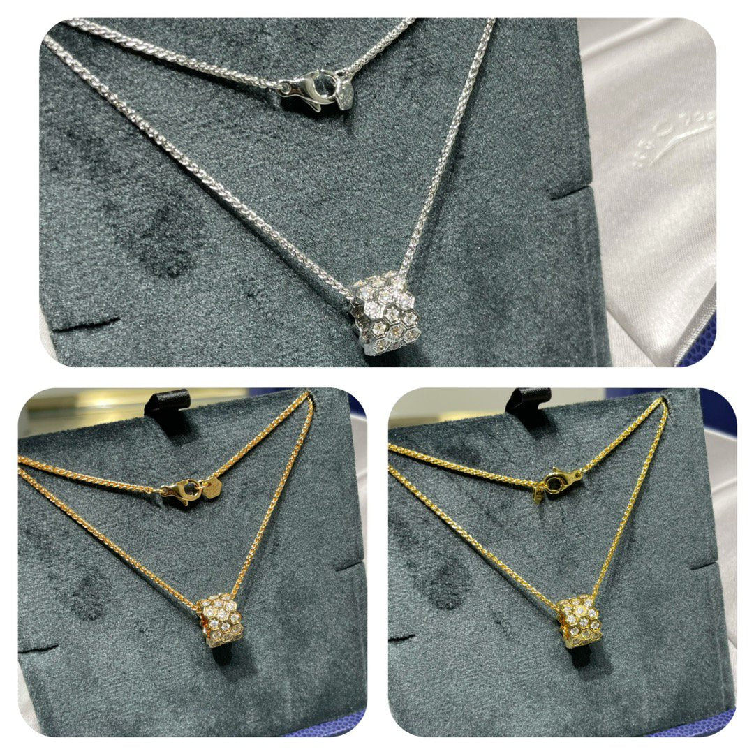 [Love's Uplift]BEE LOVE DIAMOND PAVED 3 ROW NECKLACE