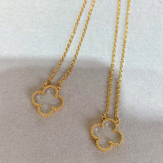 [Love's Uplift]CLOVER ROCK CRYSTAL ROSE GOLD NECKLACE