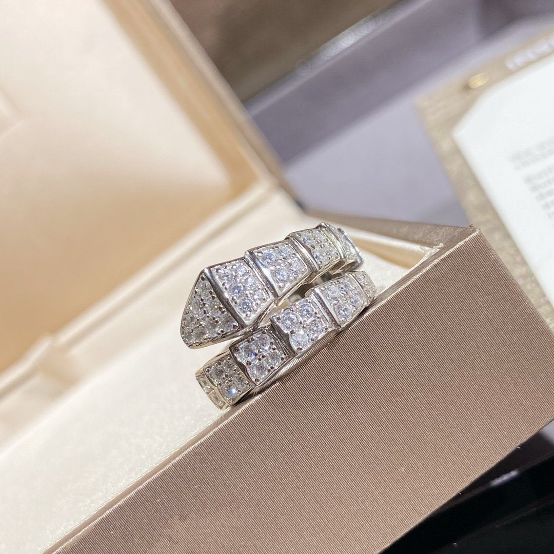 [Love's Uplift]SERPENTI RING SILVER DIAMOND PAVED