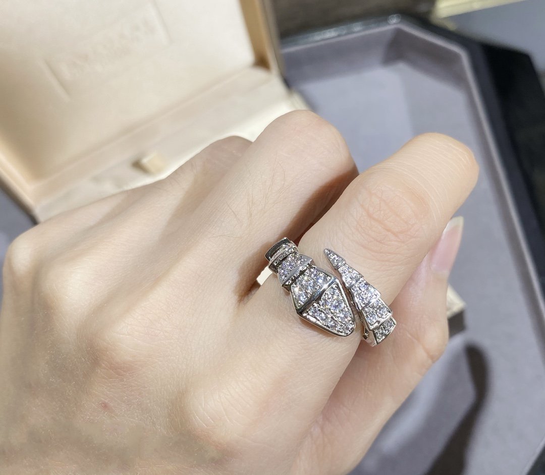 [Love's Uplift]SERPENTI LARGE RING SILVER DIAMOND PAVED