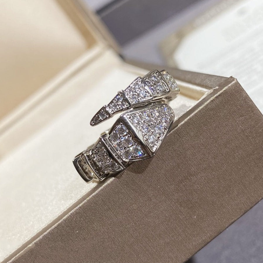 [Love's Uplift]SERPENTI LARGE RING SILVER DIAMOND PAVED
