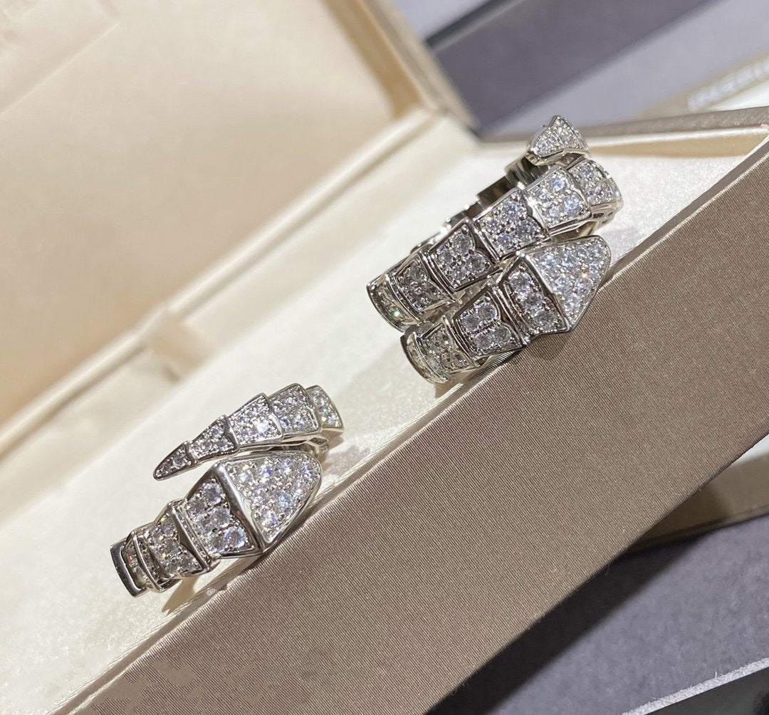 [Love's Uplift]SERPENTI LARGE RING SILVER DIAMOND PAVED