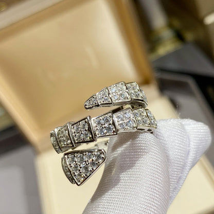 [Love's Uplift]SERPENTI DOUBLE RING SILVER DIAMOND PAVED