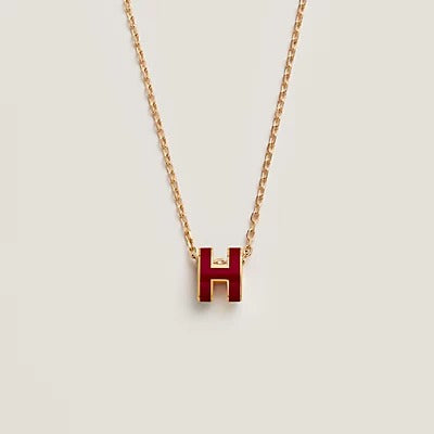 [Love's Uplift]HM CLIC RED ENAMEL GOLD NECKLACE