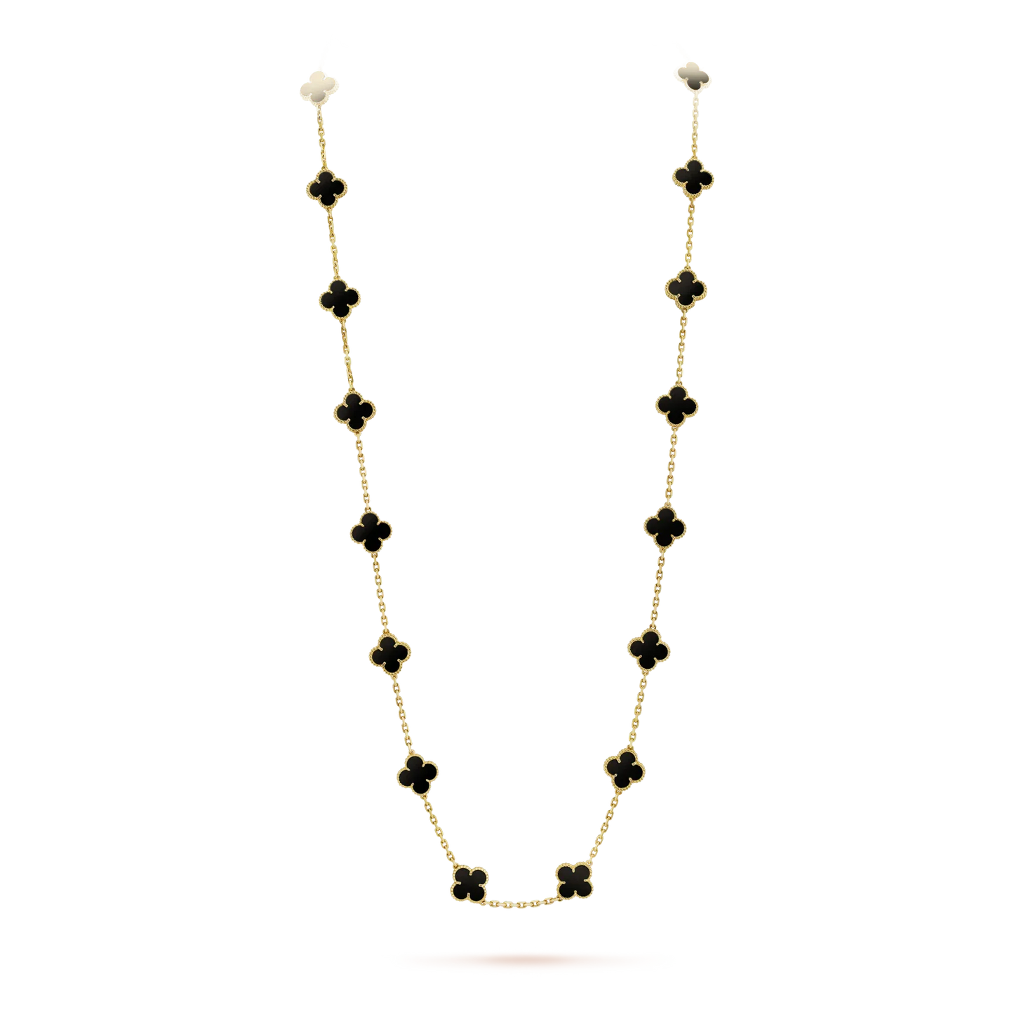 [Love's Uplift]CLOVER 20 MOTIFS ONYX NECKLACE