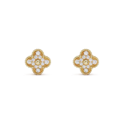 [Love's Uplift]CLOVER MEDIUM 1 MOTIFS FUll DIAMOND EARRINGS
