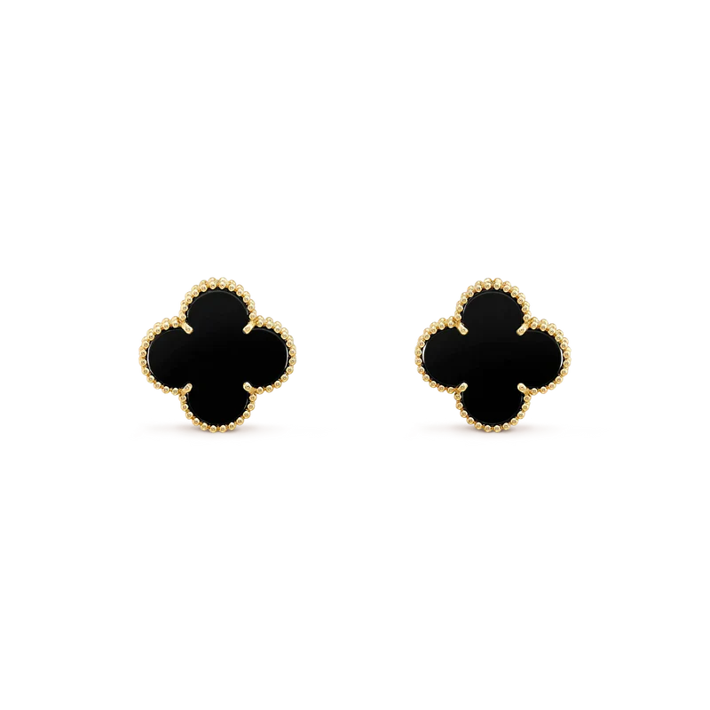 [Love's Uplift]CLOVER MEDIUM 1 MOTIFS  ONYX STUD EARRINGS