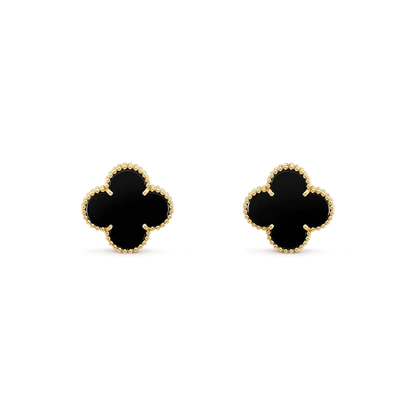 [Love's Uplift]CLOVER MEDIUM 1 MOTIFS  ONYX STUD EARRINGS