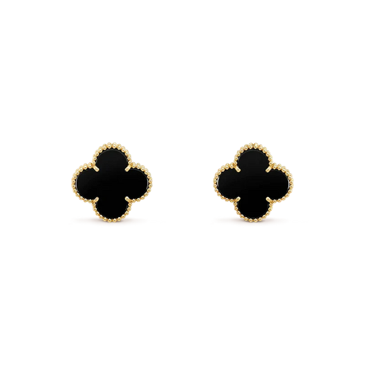 [Love's Uplift]CLOVER MEDIUM 1 MOTIFS  ONYX STUD EARRINGS