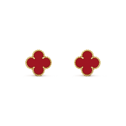 [Love's Uplift]CLOVER MINI 9.5MM CARNELIAN EARRINGS