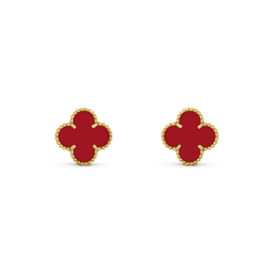 [Love's Uplift]CLOVER MINI 9.5MM CARNELIAN EARRINGS