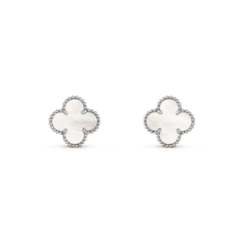 [Love's Uplift]CLOVER MEDIUM 1 MOTIFS  WHITE MOP EARRINGS SILVER