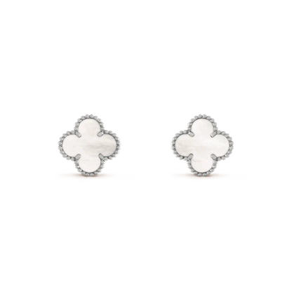 [Love's Uplift]CLOVER MEDIUM 1 MOTIFS  WHITE MOP EARRINGS SILVER