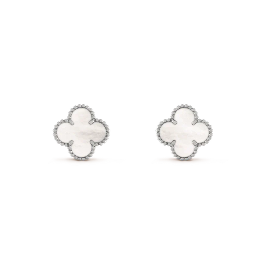 [Love's Uplift]CLOVER MEDIUM 1 MOTIFS  WHITE MOP EARRINGS SILVER