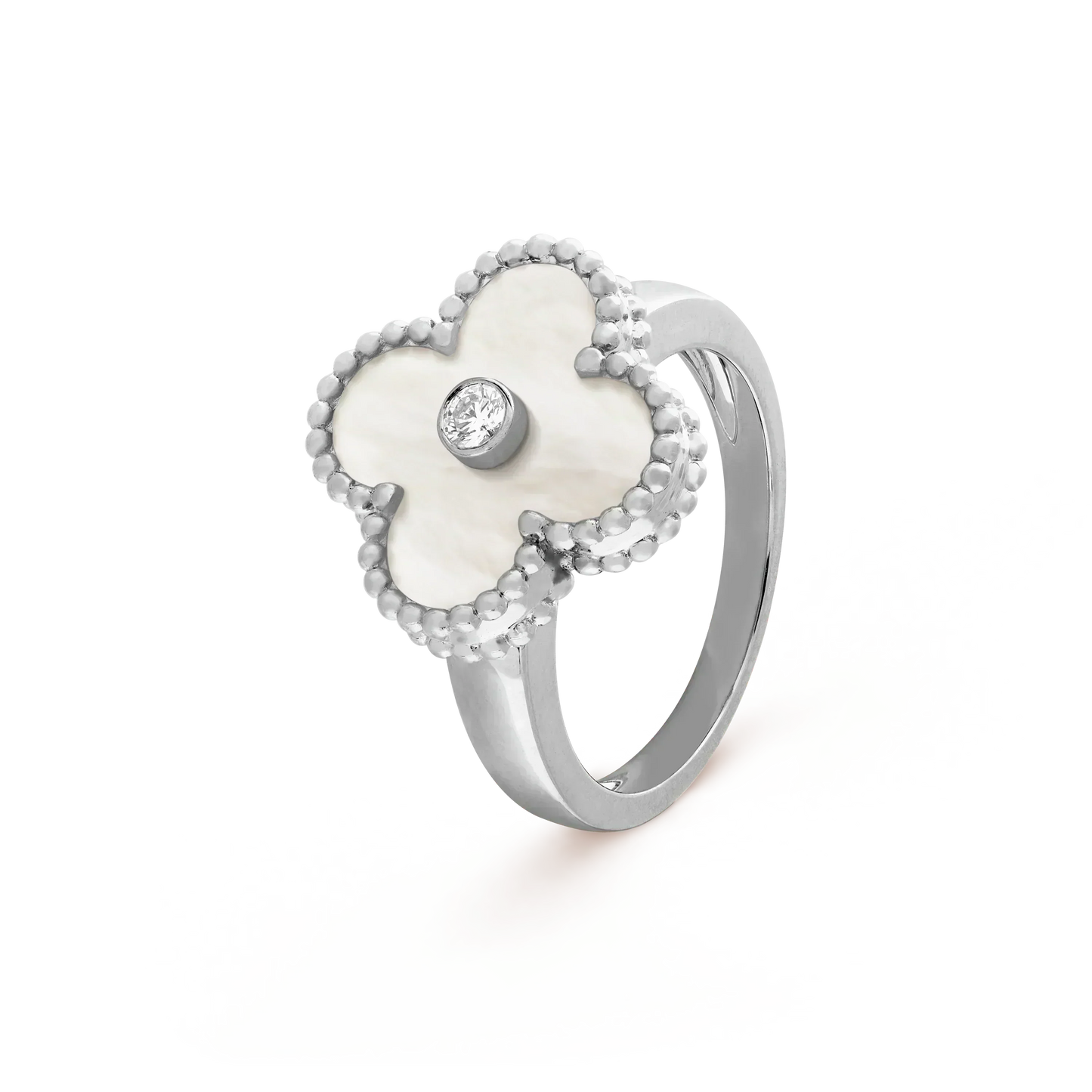[Love's Uplift]CLOVER SILVER MOP DIAMOND RING