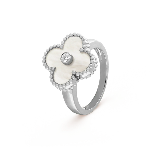 [Love's Uplift]CLOVER SILVER MOP DIAMOND RING