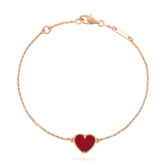 [Love's Uplift]HEART CARNELIAN PINK GOLD BRACELET