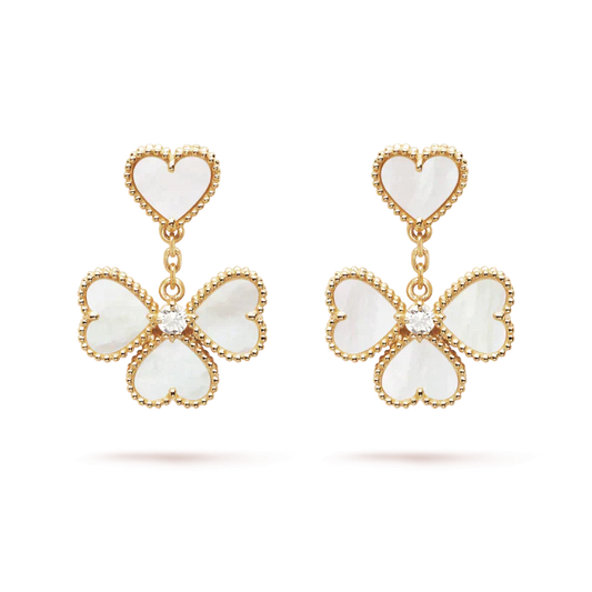 [Love's Uplift]CLOVER SWEET WHITE MOP EARRINGS