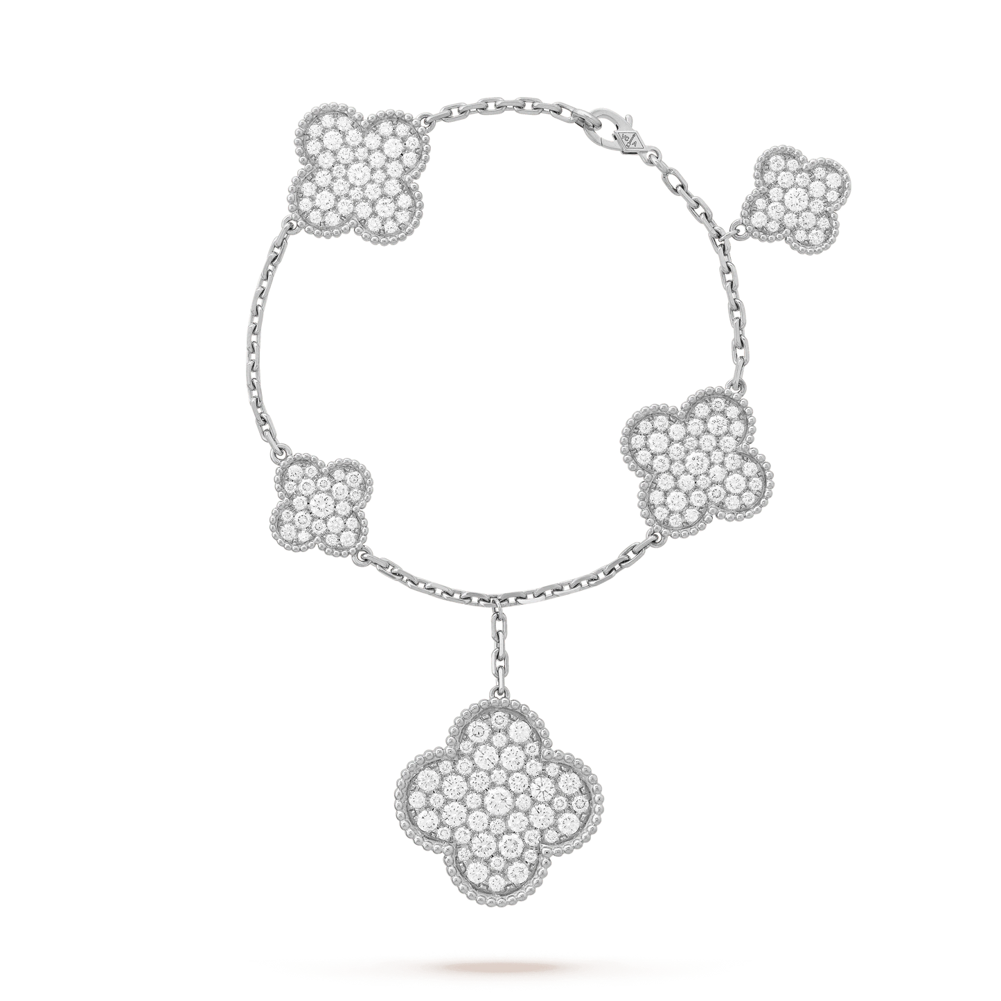 [Love's Uplift]CLOVER 6 MOTIFS SILVER DIAMOND BRACELET