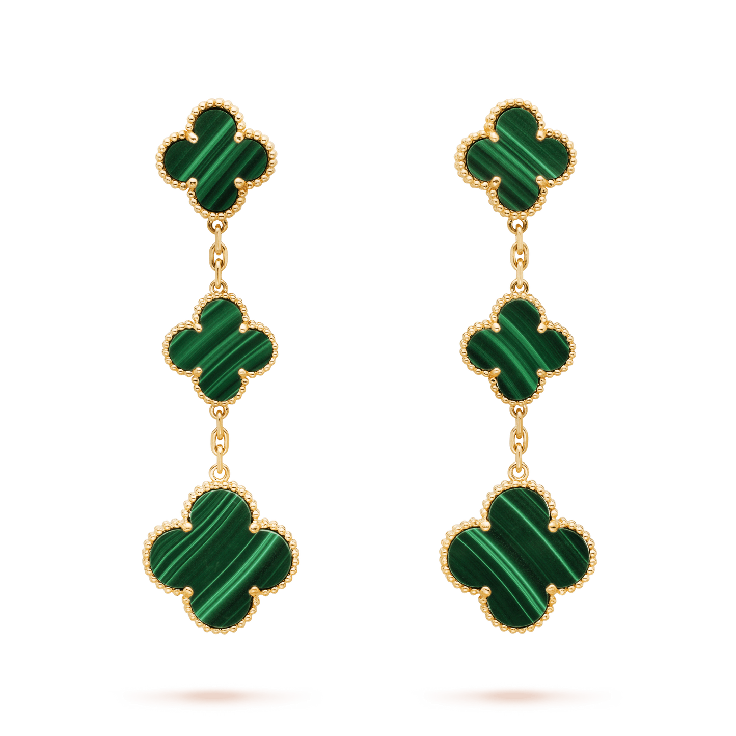 [Love's Uplift]CLOVER MALACHITE 3 MOTIFS GOLD