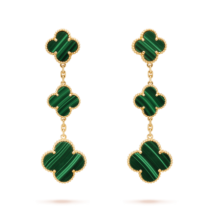 [Love's Uplift]CLOVER MALACHITE 3 MOTIFS GOLD