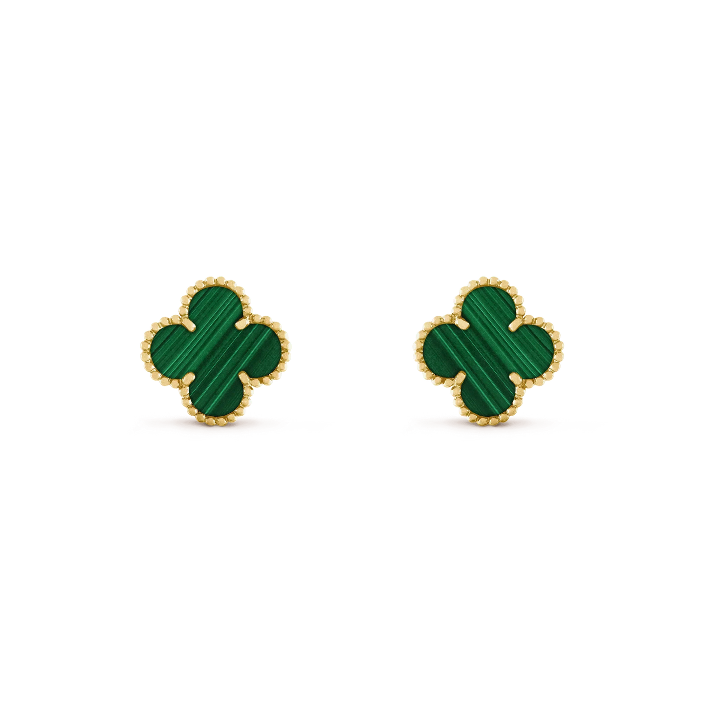 [Love's Uplift]CLOVER MEDIUM 1 MOTIFS MALACHITE  EARRINGS
