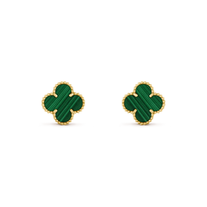 [Love's Uplift]CLOVER MEDIUM 1 MOTIFS MALACHITE  EARRINGS