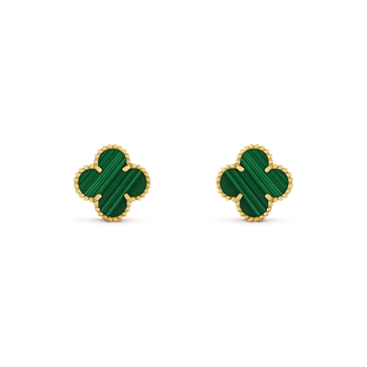 [Love's Uplift]CLOVER MEDIUM 1 MOTIFS MALACHITE  EARRINGS