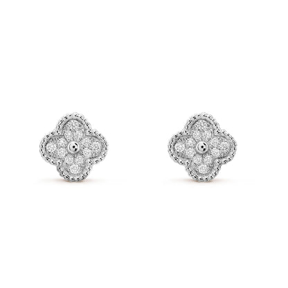[Love's Uplift]CLOVER MINI DIAMOND STUD EARRINGS