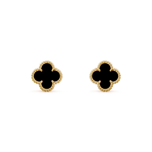 [Love's Uplift]CLOVER MINI 9.5MM BLACK MOP EARRINGS