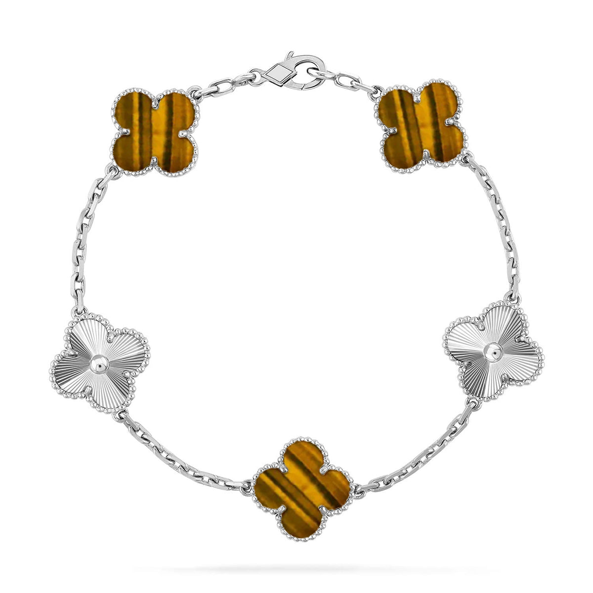 [Love's Uplift] CLOVER 5 MOTIFS TIGER EYE BRACELET COLLECTION