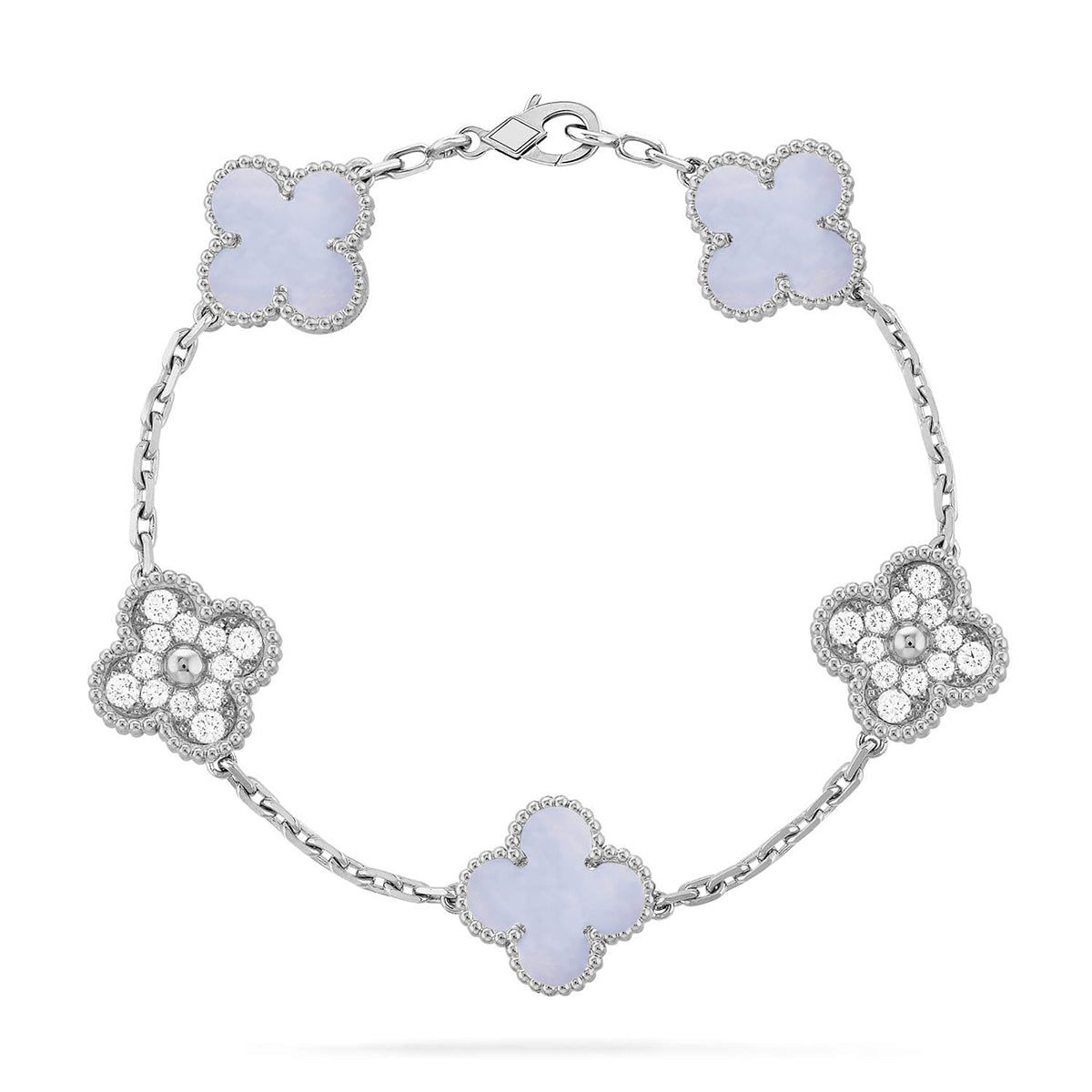 [Love's Uplift] CLOVER 5 MOTIF PURPLE CHALCEDONY BRACELET COLLECTION