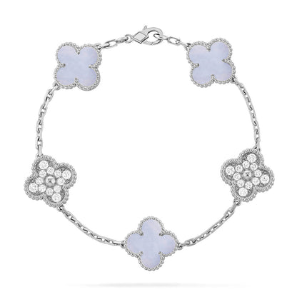 [Love's Uplift] CLOVER 5 MOTIF PURPLE CHALCEDONY BRACELET COLLECTION